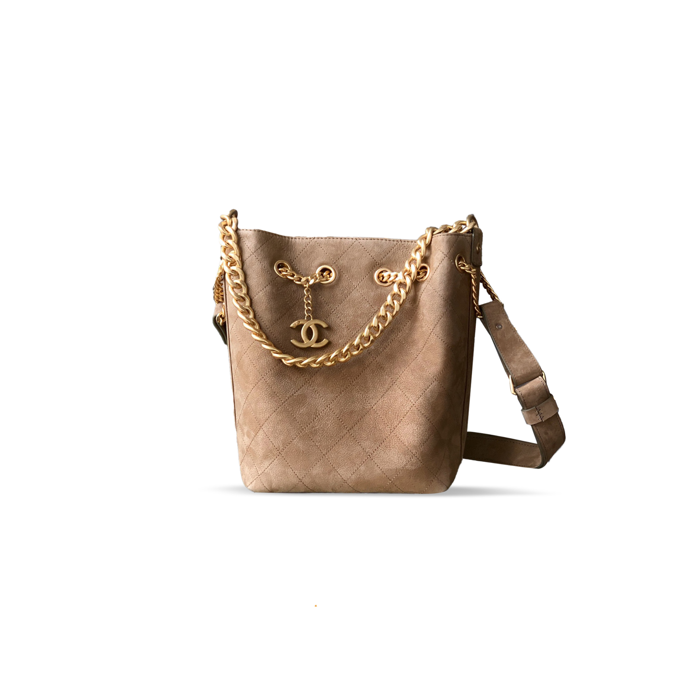 Ch*el vintage suede hobo bucket bag 125643 (27*20*14cm)